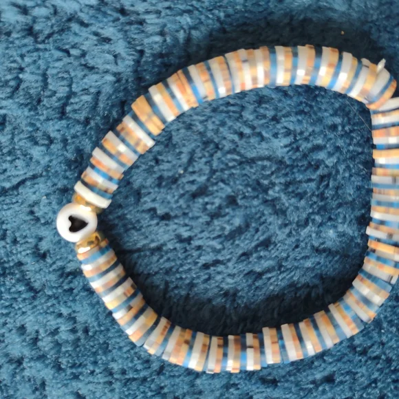 Blue and Tan Beaded Bracelet Set Natural Jewelry - Picture 2 of 4